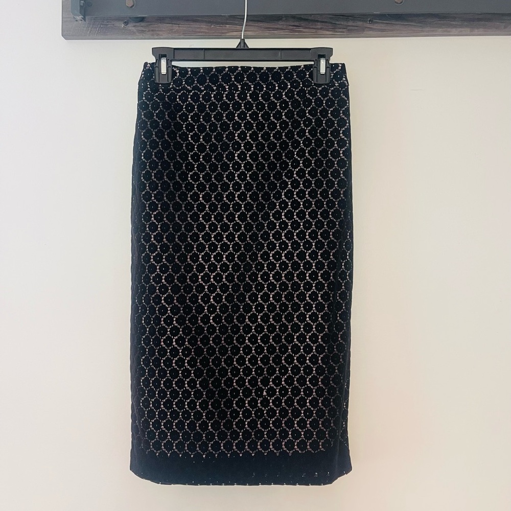 Chic Black and Neutral 'velveteen' Pencil Skirt